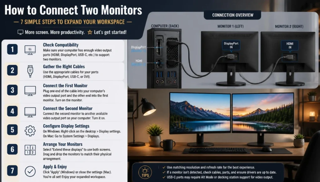 How to Connect Two Monitors How to Connect Two Monitors